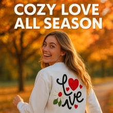 Load image into Gallery viewer, Women’s Crochet Style Love Heart Sweatshirt