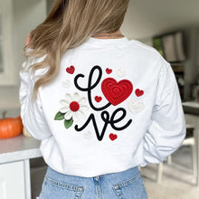 Load image into Gallery viewer, Women’s Crochet Style Love Heart Sweatshirt