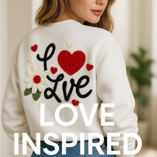 Load image into Gallery viewer, Women’s Crochet Style Love Heart Sweatshirt
