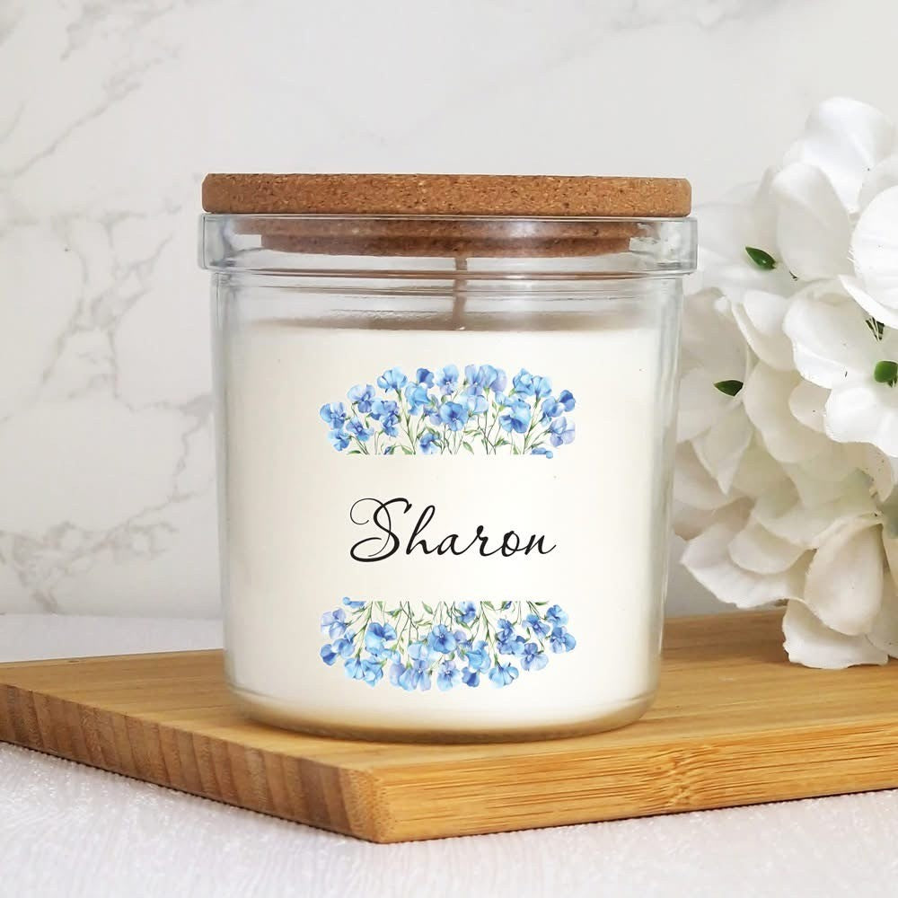 Serene Blue Blossom Candle (Personalise)