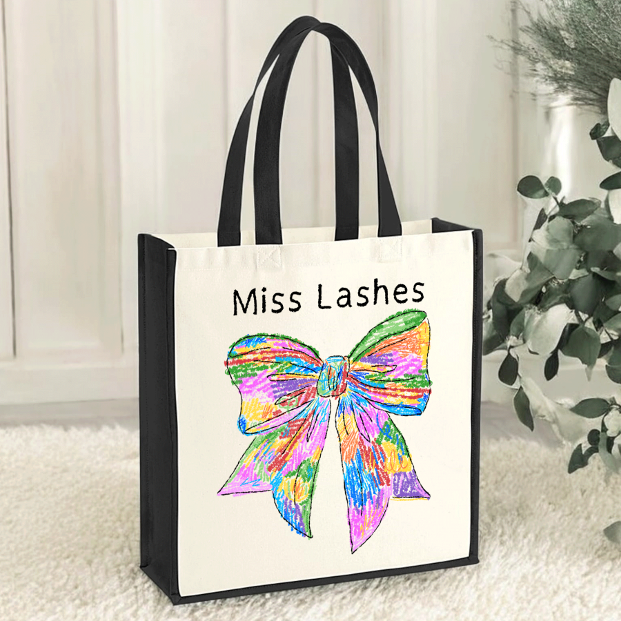Personalised Teacher Tote Bag - Rainbow Crayon Bow