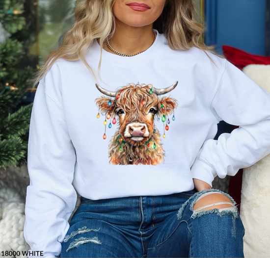 Sweatshirt - Festive Highland Cow