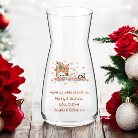 White Gingerbread Truck Vase