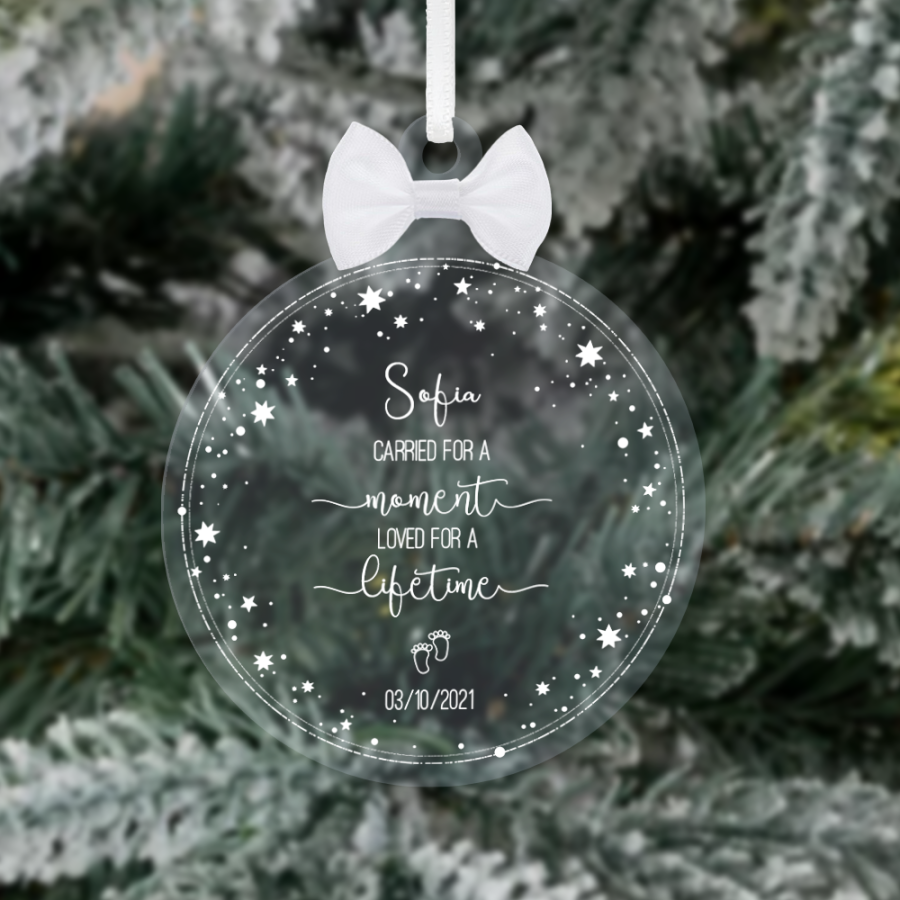 Personalised Baby Loss Memorial “Carried for a Moment, Loved for a Lifetime” Bauble