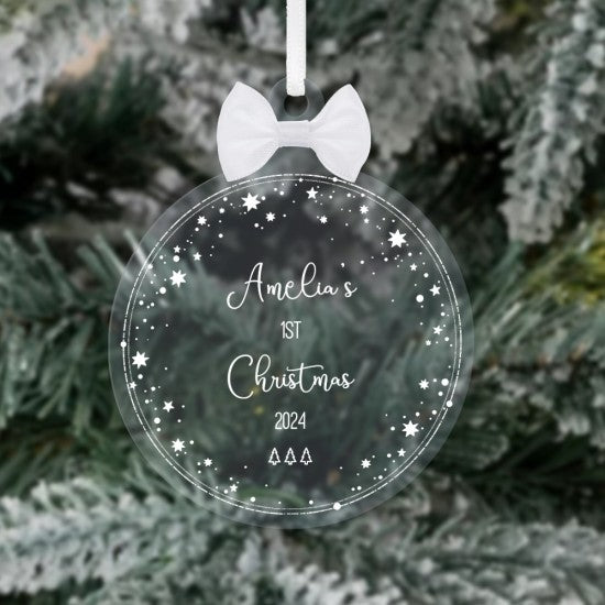 Personalised Baby’s 1st Christmas Star Border Bauble