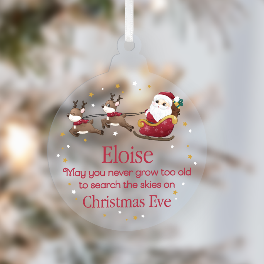 Personalised “May You Never Grow Too Old to Search the Skies on Christmas Eve” Bauble