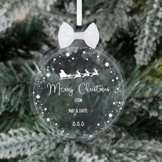 Personalised “Merry Christmas From” Star Border Bauble