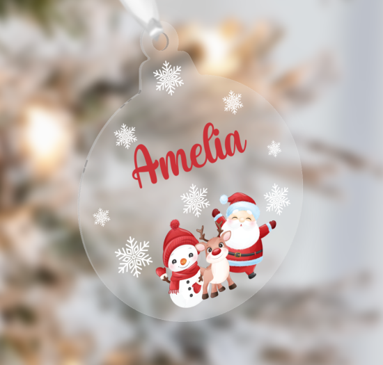 Personalised Santa, Snowman & Reindeer” Christmas Bauble
